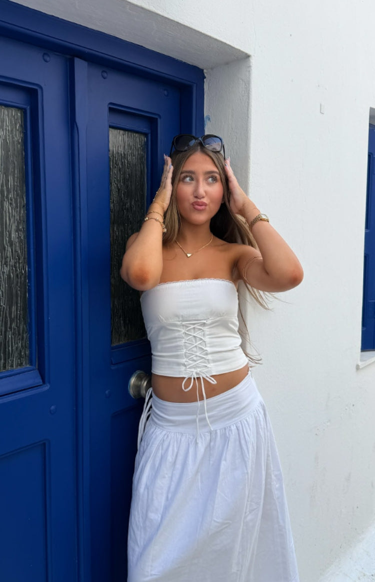 Dakota White Strapless Top — 2