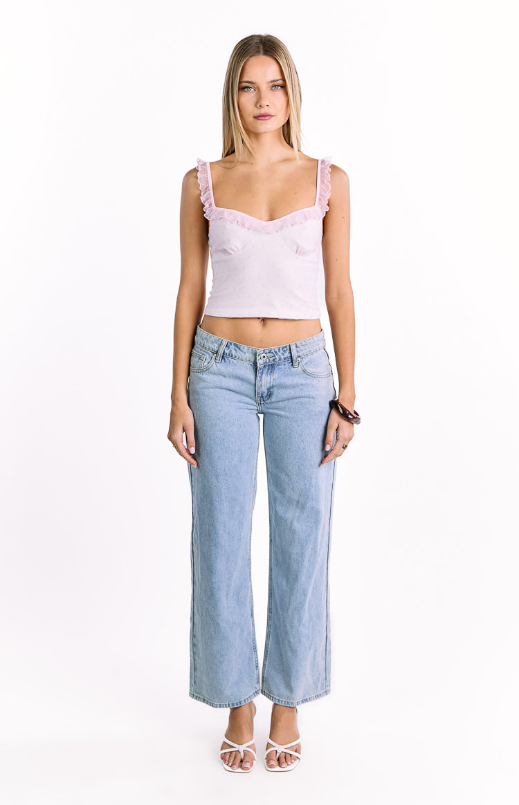 Bambi Pink and White Polka Dot Frill Top — 4