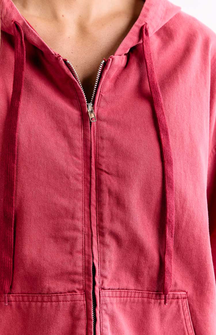 Tate Washed Red Oversized Hooded Jacket — 8