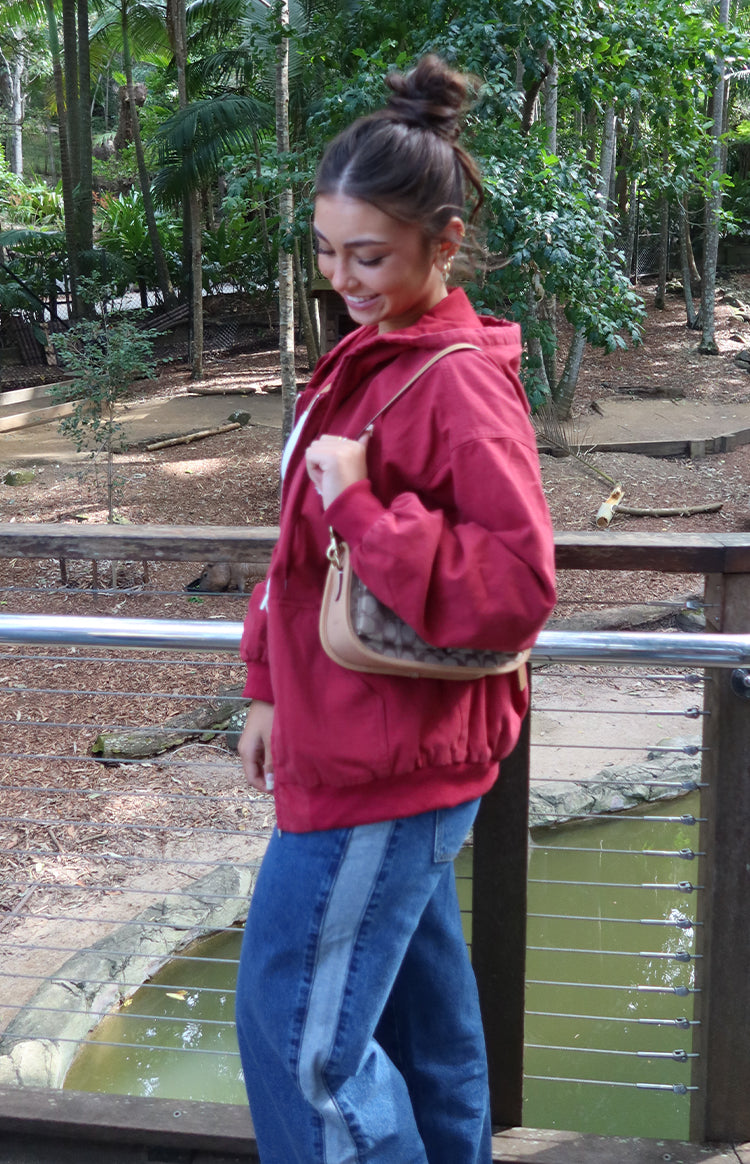 Tate Washed Red Oversized Hooded Jacket — 3