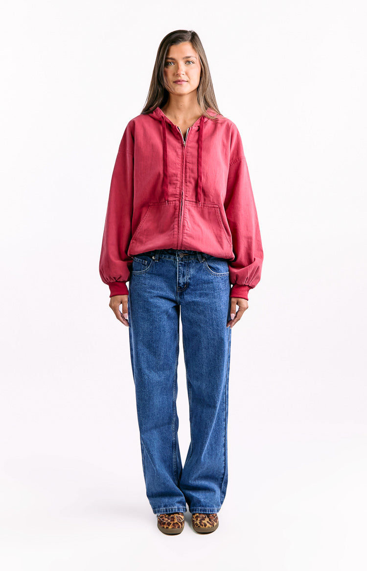 Tate Washed Red Oversized Hooded Jacket — 5