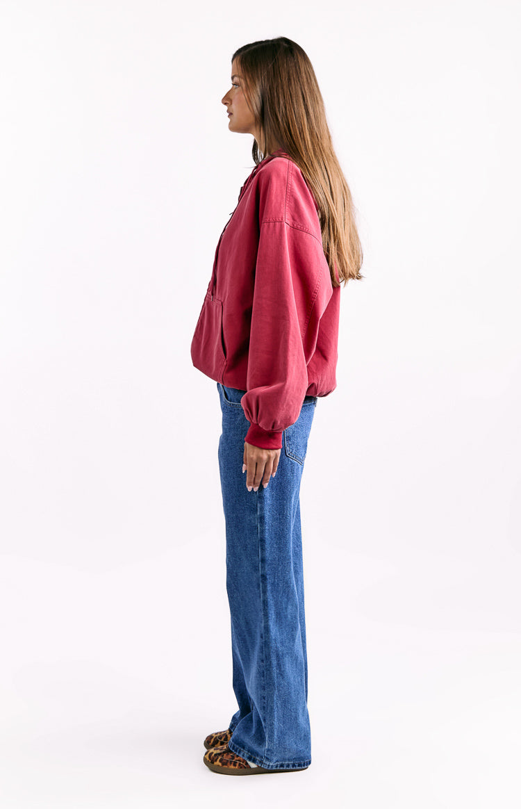 Tate Washed Red Oversized Hooded Jacket — 6