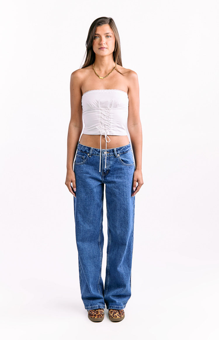 Charli Mid Wash Low Waist Baggy Leg Jeans — 2
