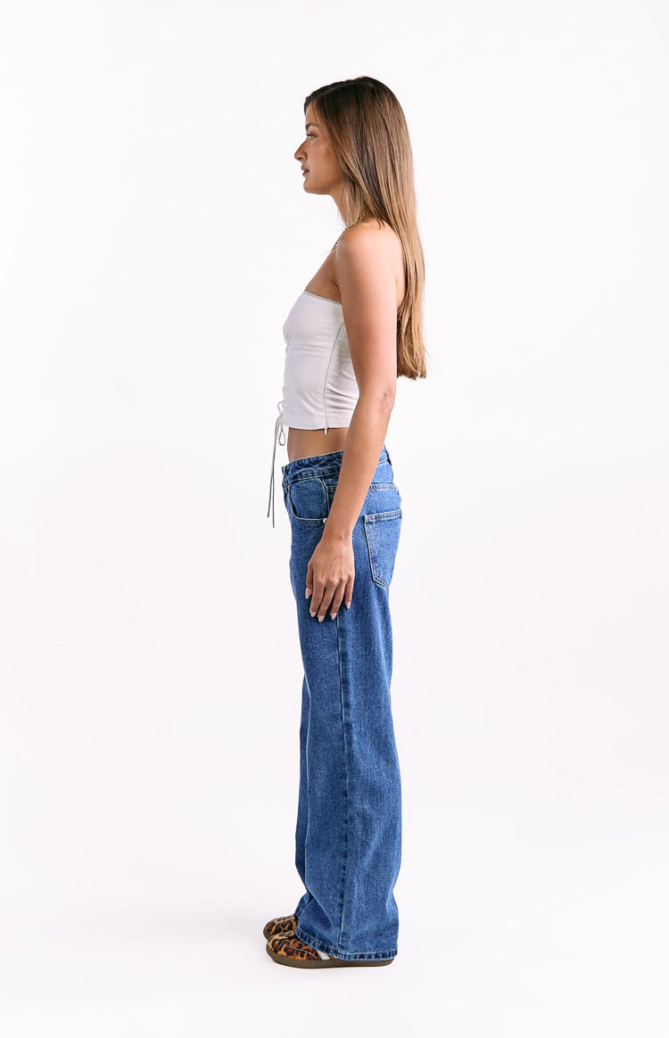 Charli Mid Wash Low Waist Baggy Leg Jeans — 4