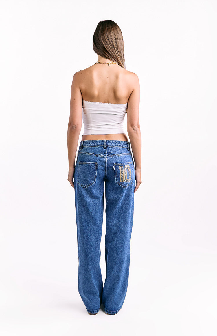 Charli Mid Wash Low Waist Baggy Leg Jeans — 5