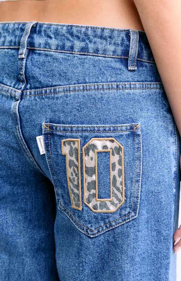 Charli Mid Wash Low Waist Baggy Leg Jeans — 6