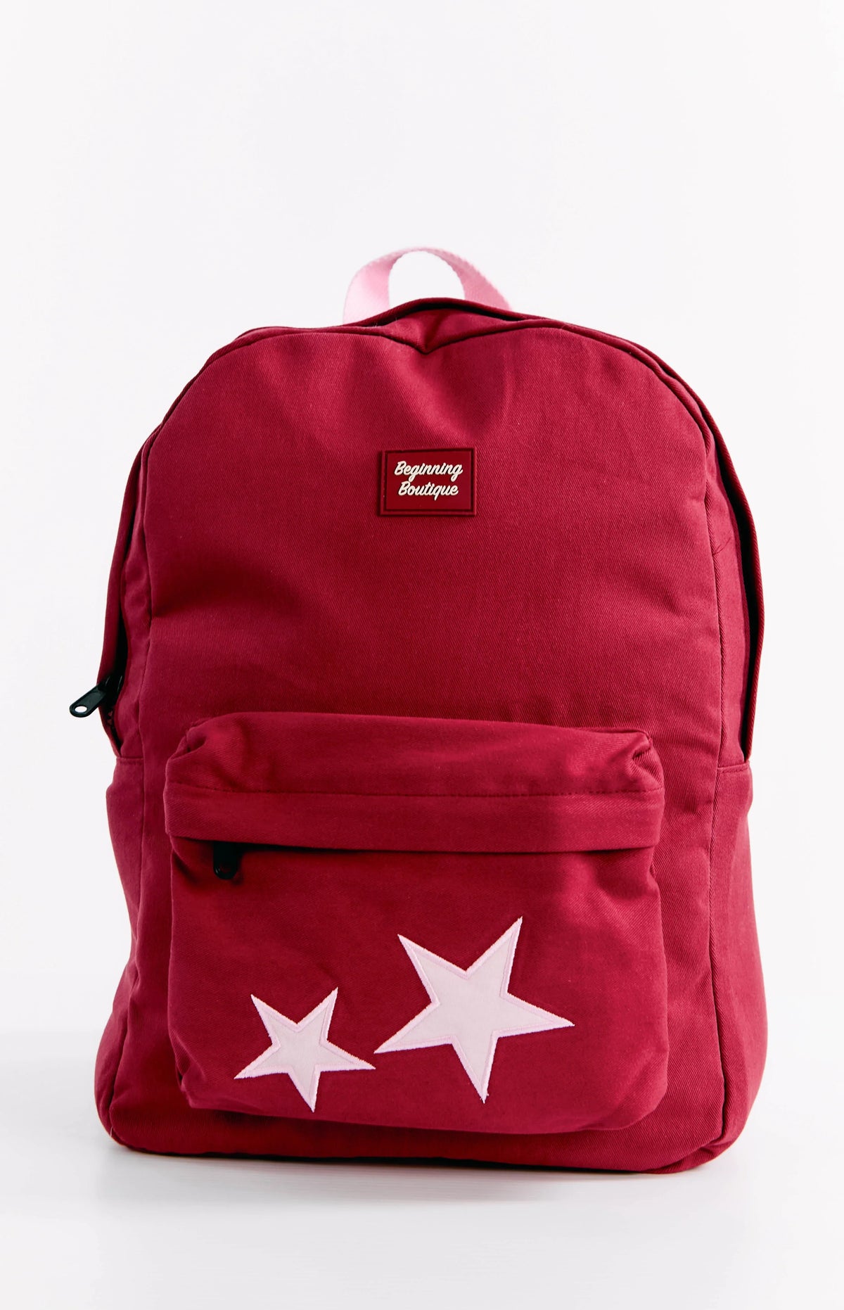 Pink Star Burgundy Backpack — 2