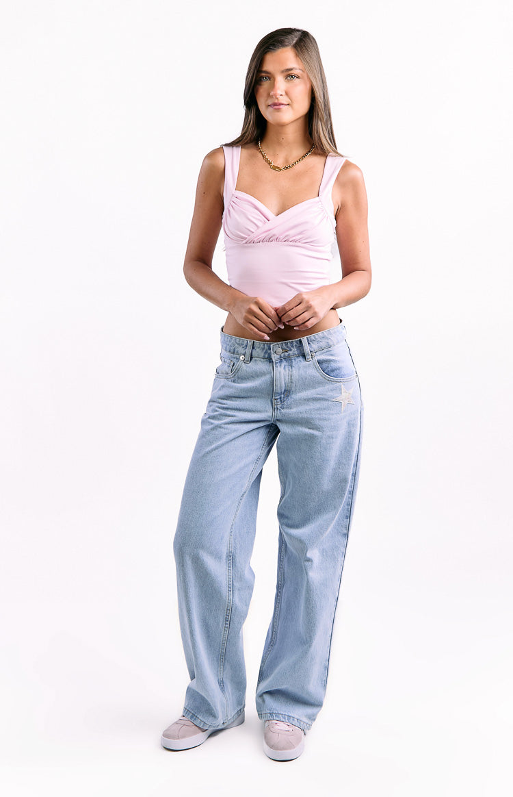 Charli Light Wash Low Waist Baggy Leg Jeans — 7