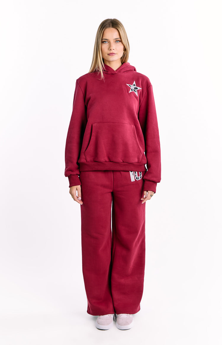 Beginning Burgundy Leopard Star Hoodie — 4