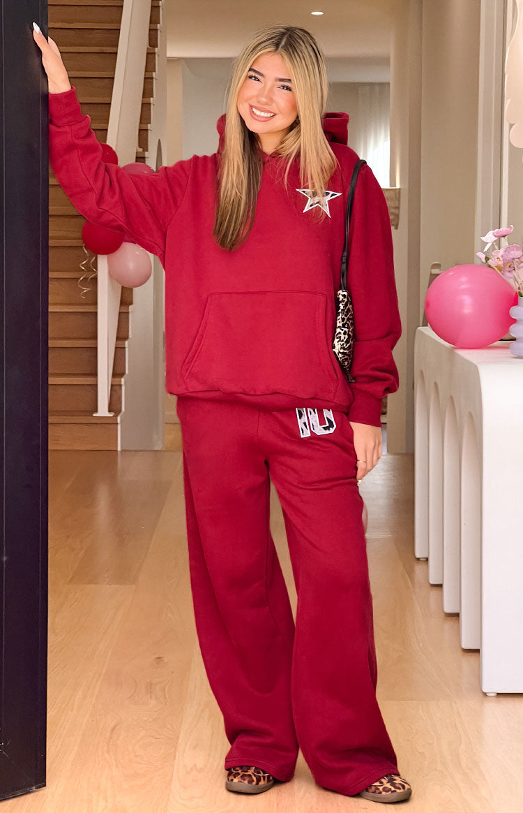 Beginning Burgundy Leopard Star Hoodie — 8