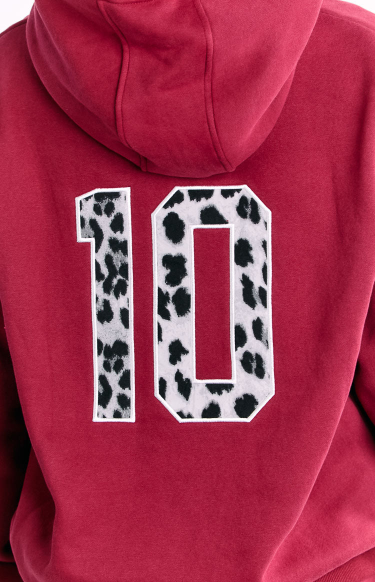 Beginning Burgundy Leopard Star Hoodie — 9