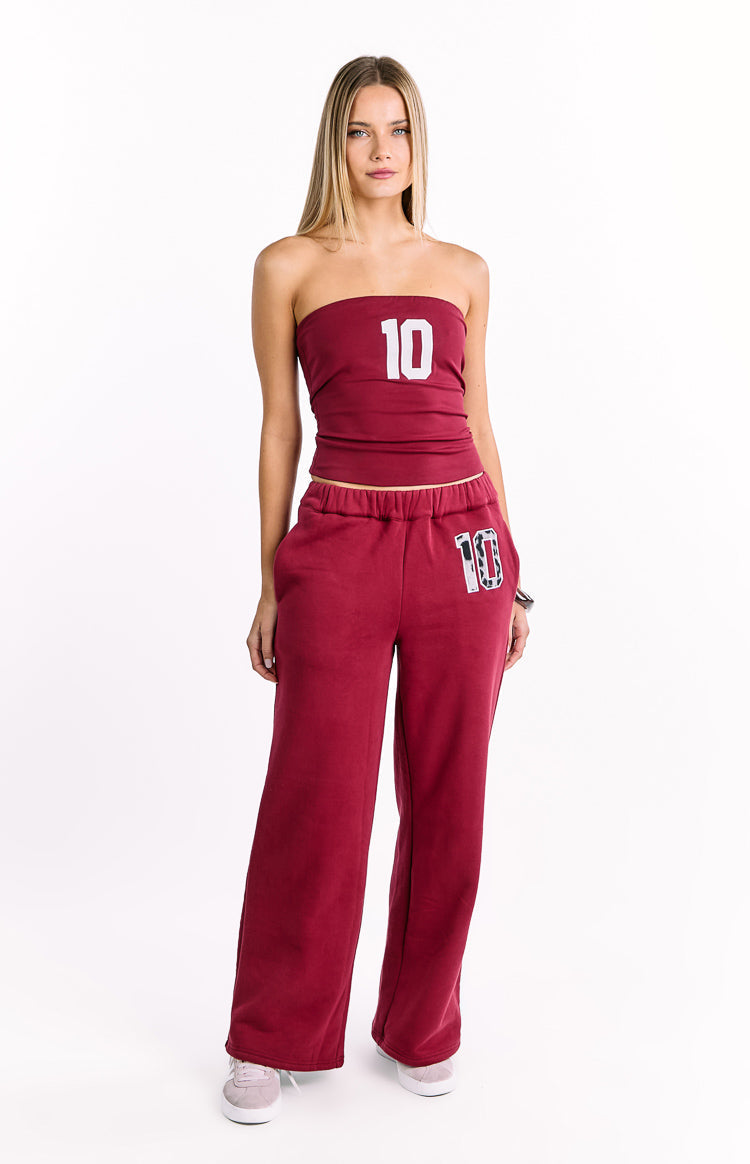Dania Burgundy Leopard Star Track Pants — 3
