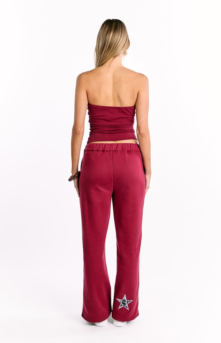 Dania Burgundy Leopard Star Track Pants — 5
