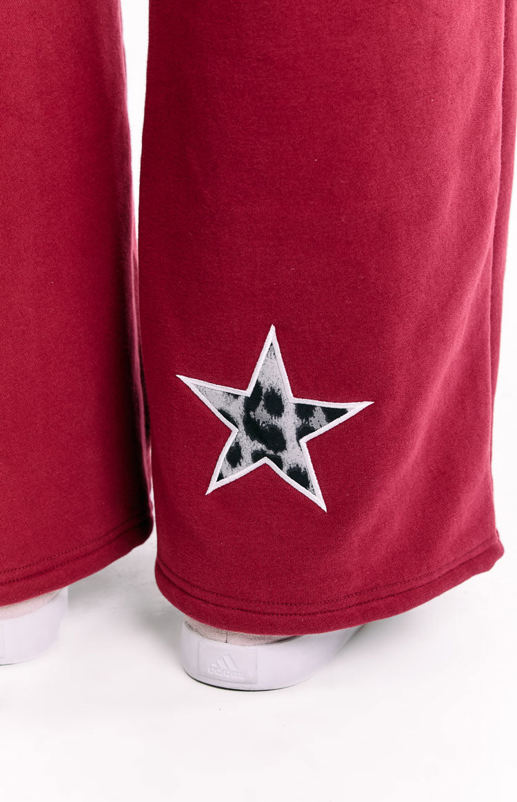 Dania Burgundy Leopard Star Track Pants — 7