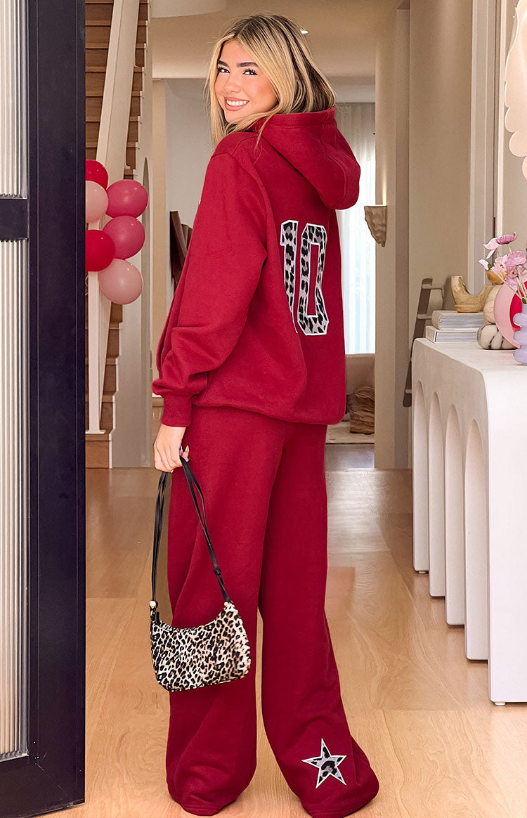 Dania Burgundy Leopard Star Track Pants — 9