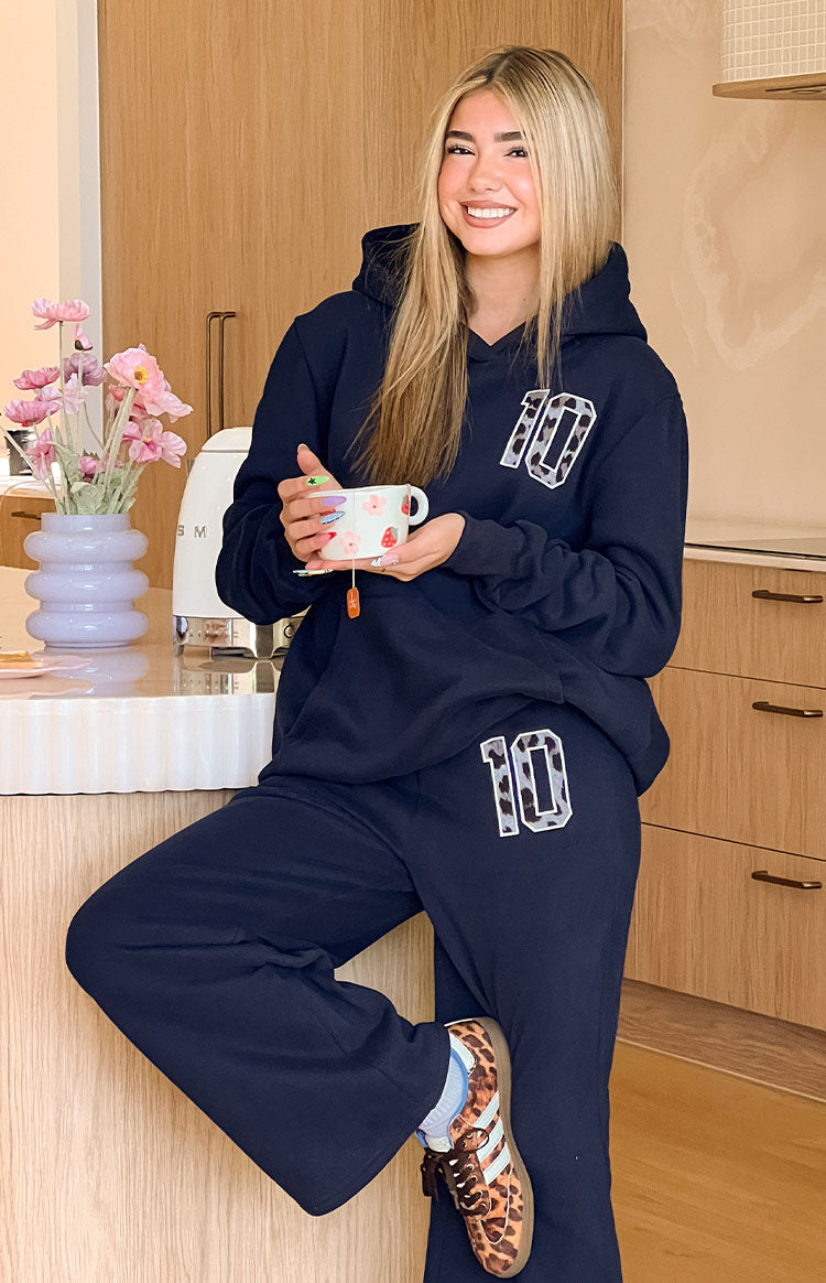 Beginning Navy Leopard Star Hoodie — 4