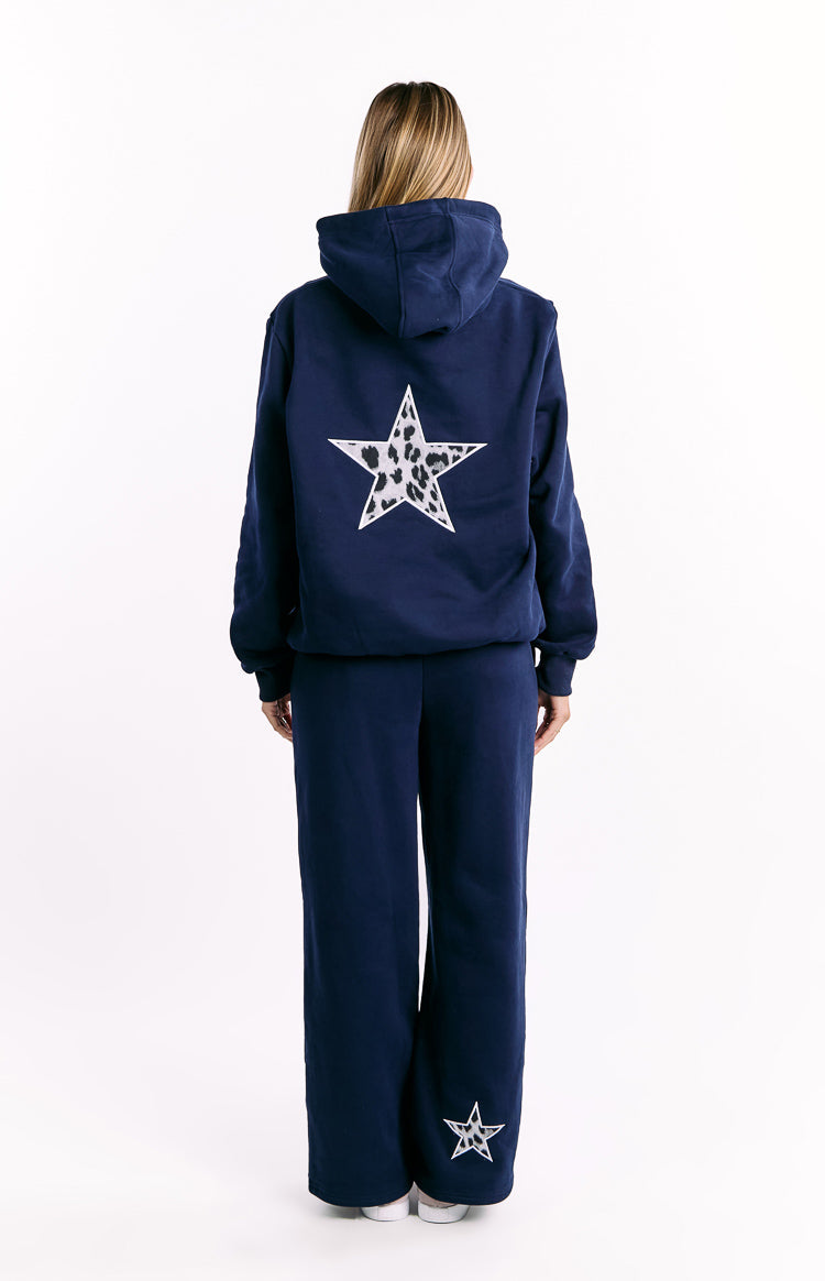 Beginning Navy Leopard Star Hoodie — 7