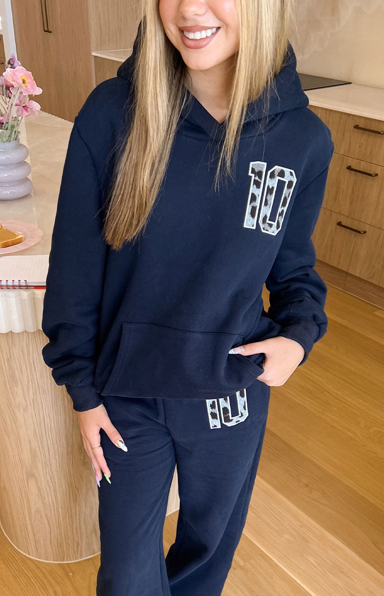 Beginning Navy Leopard Star Hoodie — 10
