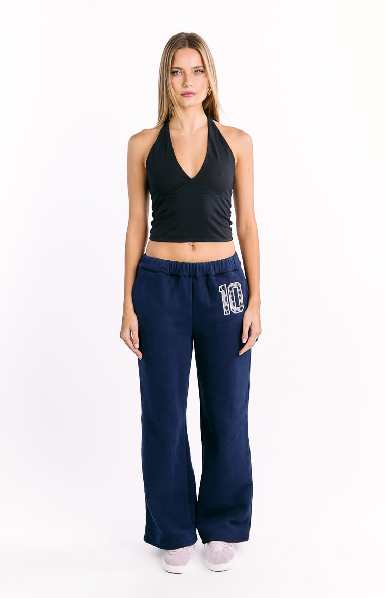 Dania Navy Leopard Star Track Pants — 2