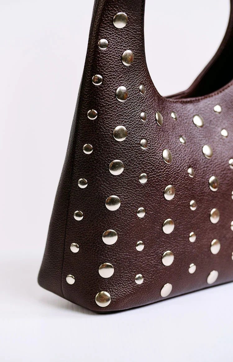 Peta & Jain Jenni Chocolate Pebbled Studded PU Bag — 3