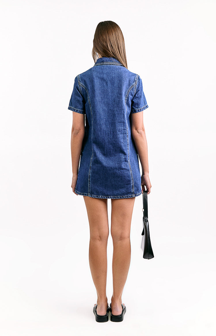 Lachie Dark Wash Denim Mini Dress — 5