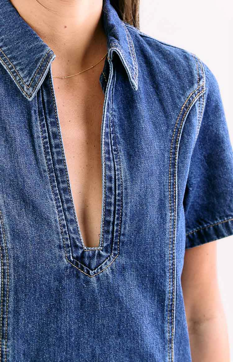 Lachie Dark Wash Denim Mini Dress — 6