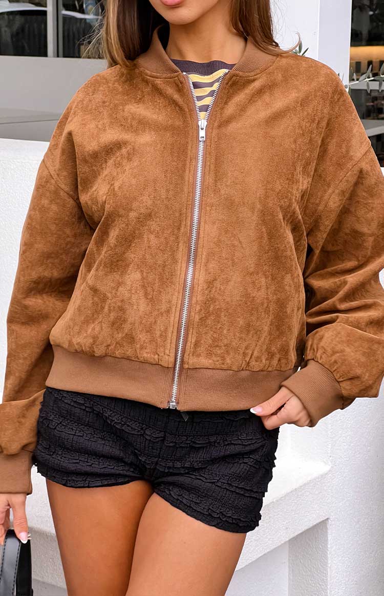 Rebecca Tan Cuffed Suedette Bomber Jacket — 16