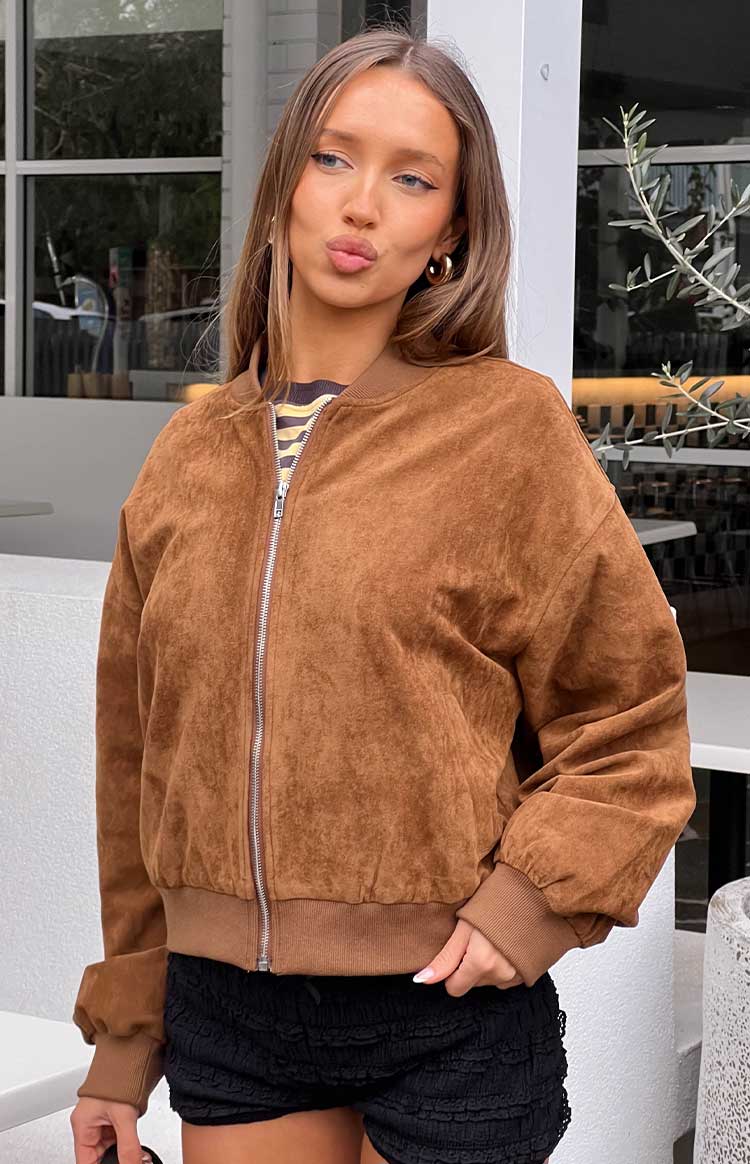 Rebecca Tan Cuffed Suedette Bomber Jacket — 17