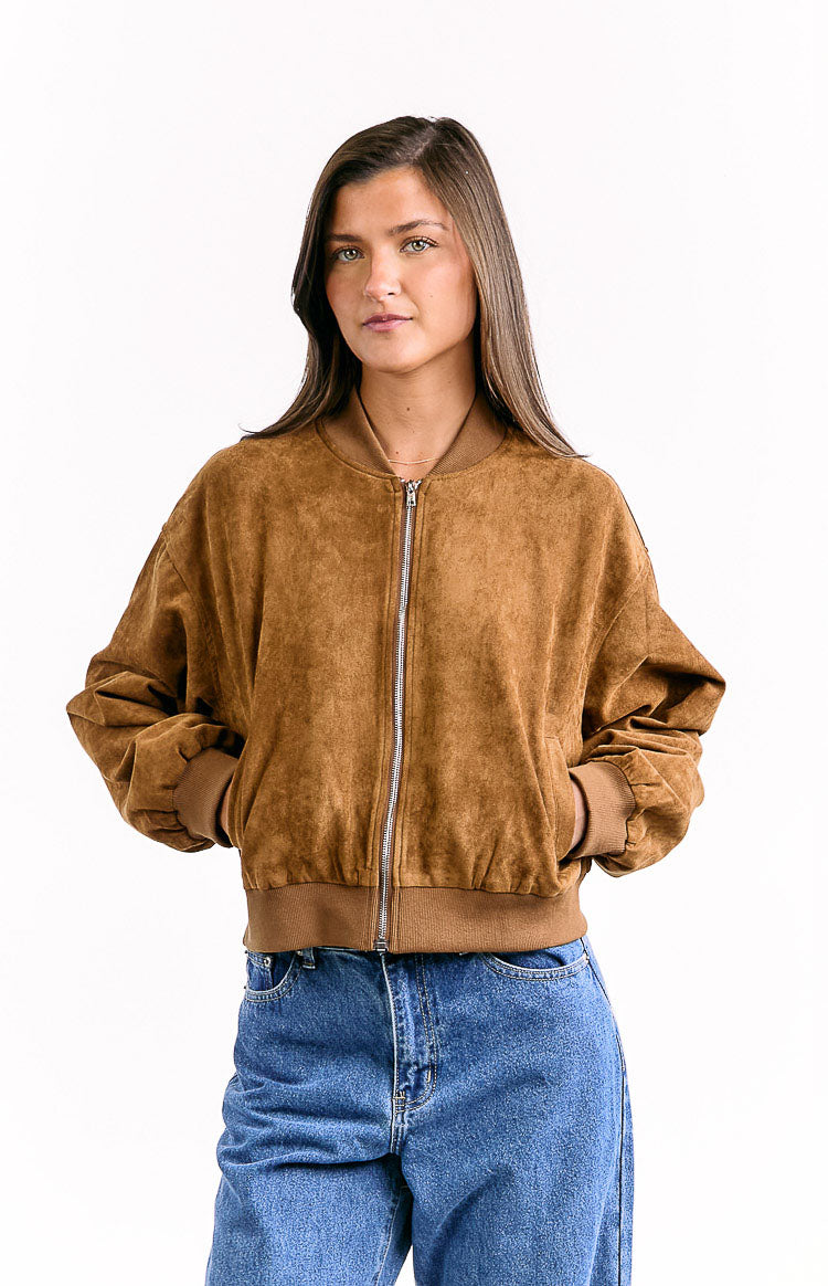 Rebecca Tan Cuffed Suedette Bomber Jacket — 2