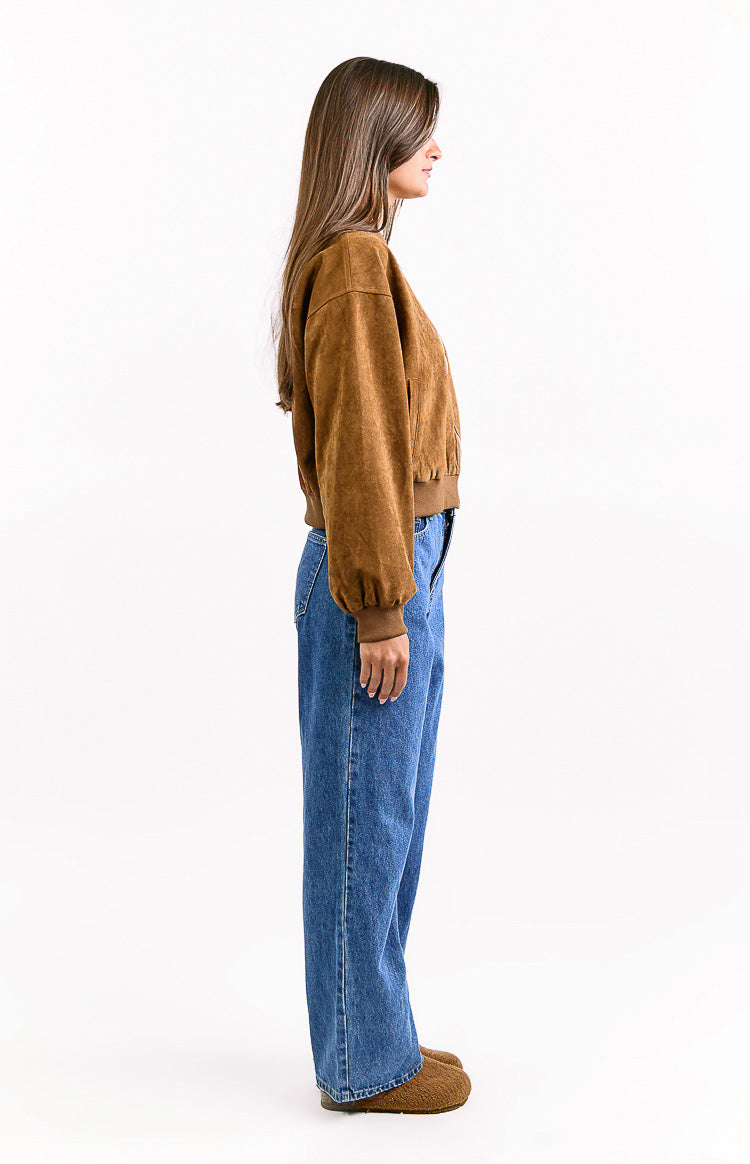 Rebecca Tan Cuffed Suedette Bomber Jacket — 9