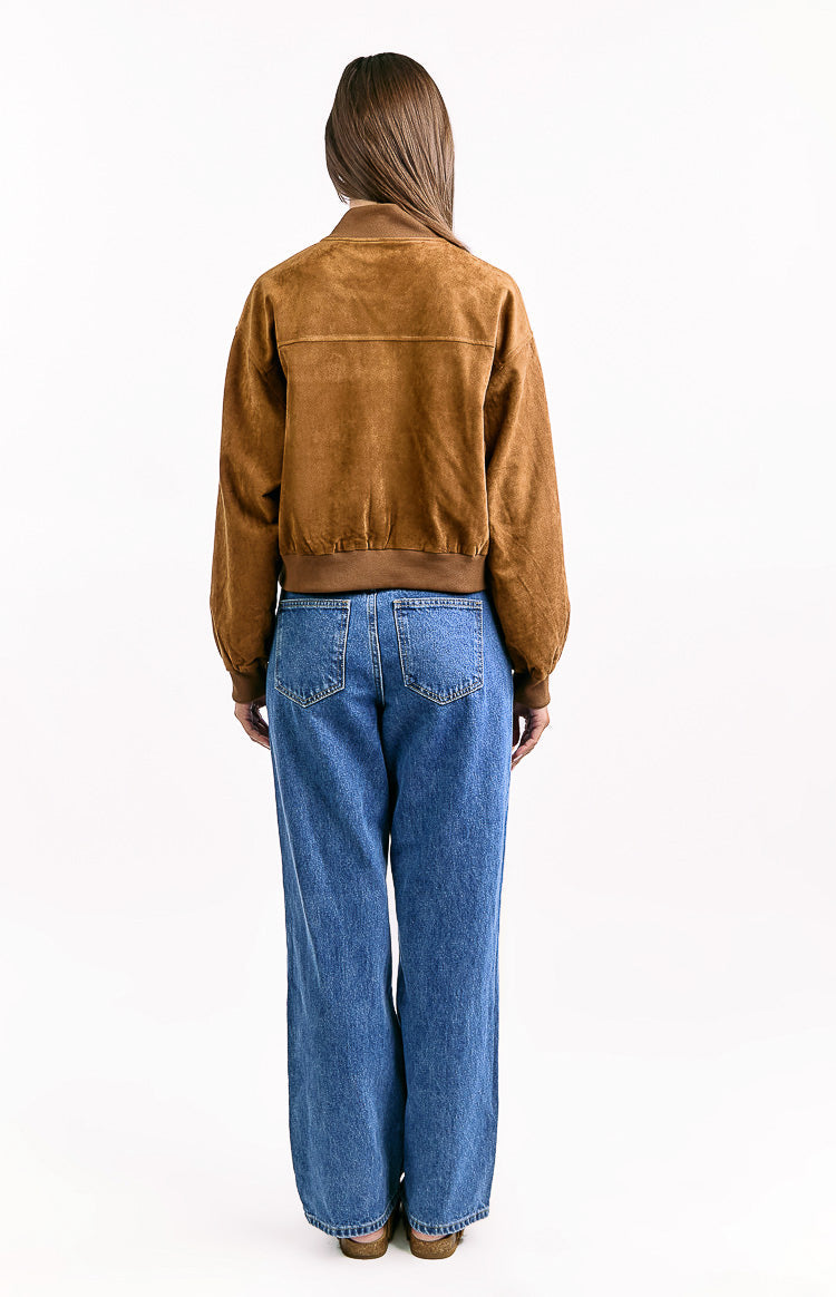 Rebecca Tan Cuffed Suedette Bomber Jacket — 10