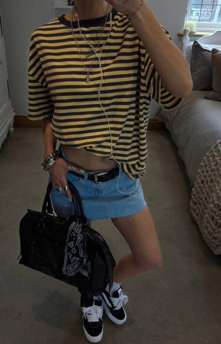 Alba Yellow Stripe Oversized Tee — 4