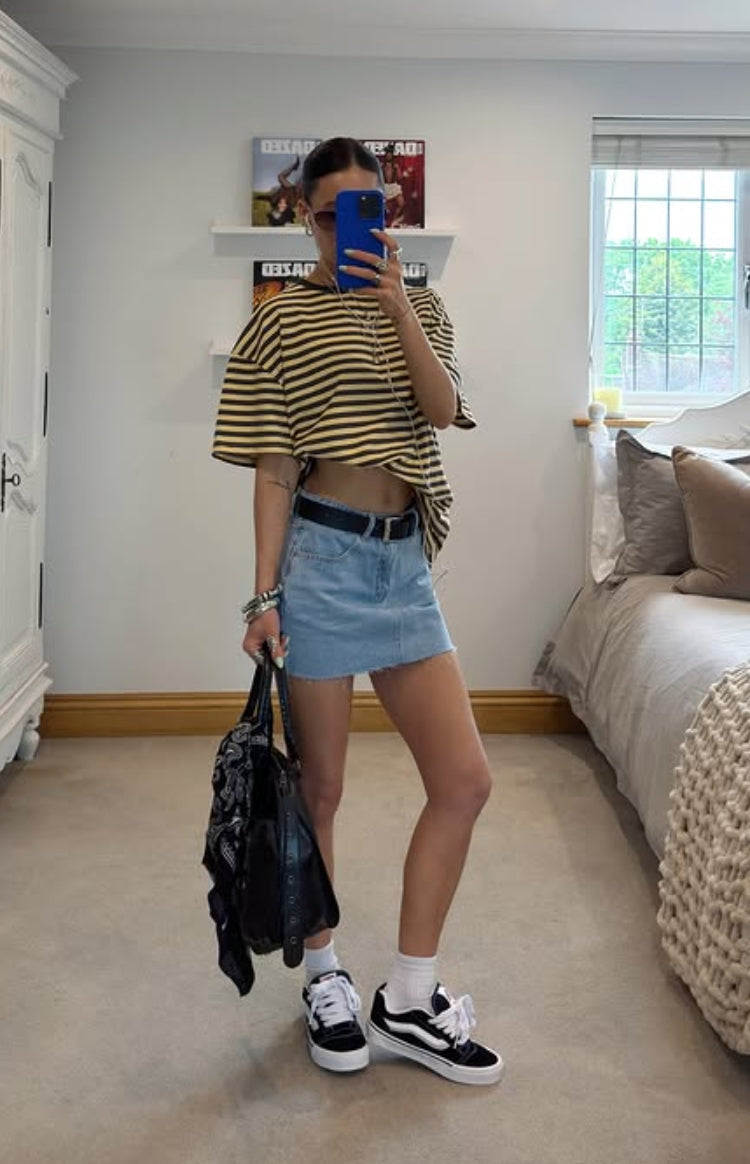 Alba Yellow Stripe Oversized Tee — 5