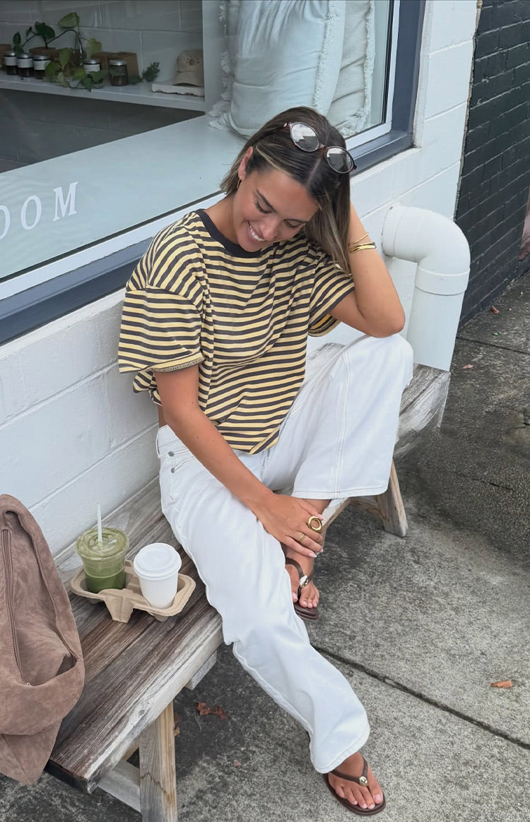 Alba Yellow Stripe Oversized Tee — 8