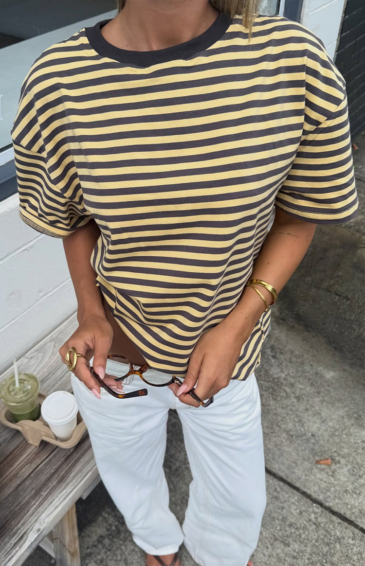 Alba Yellow Stripe Oversized Tee — 9