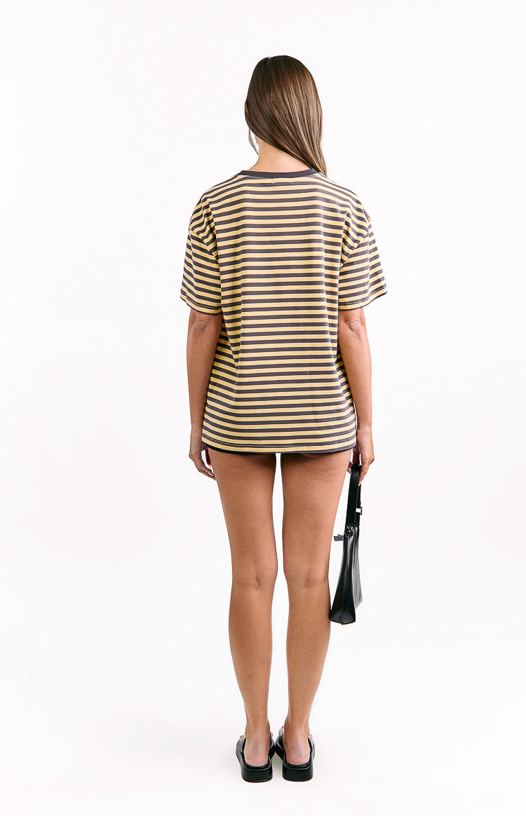 Alba Yellow Stripe Oversized Tee — 12