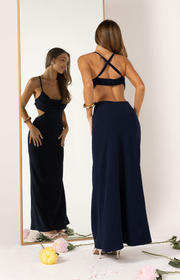 Taleah Navy Crepe Formal Maxi Dress — 7