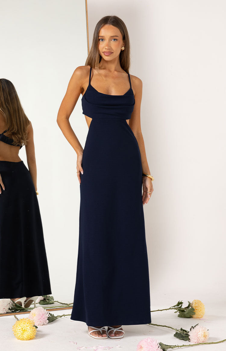 Taleah Navy Crepe Formal Maxi Dress — 13
