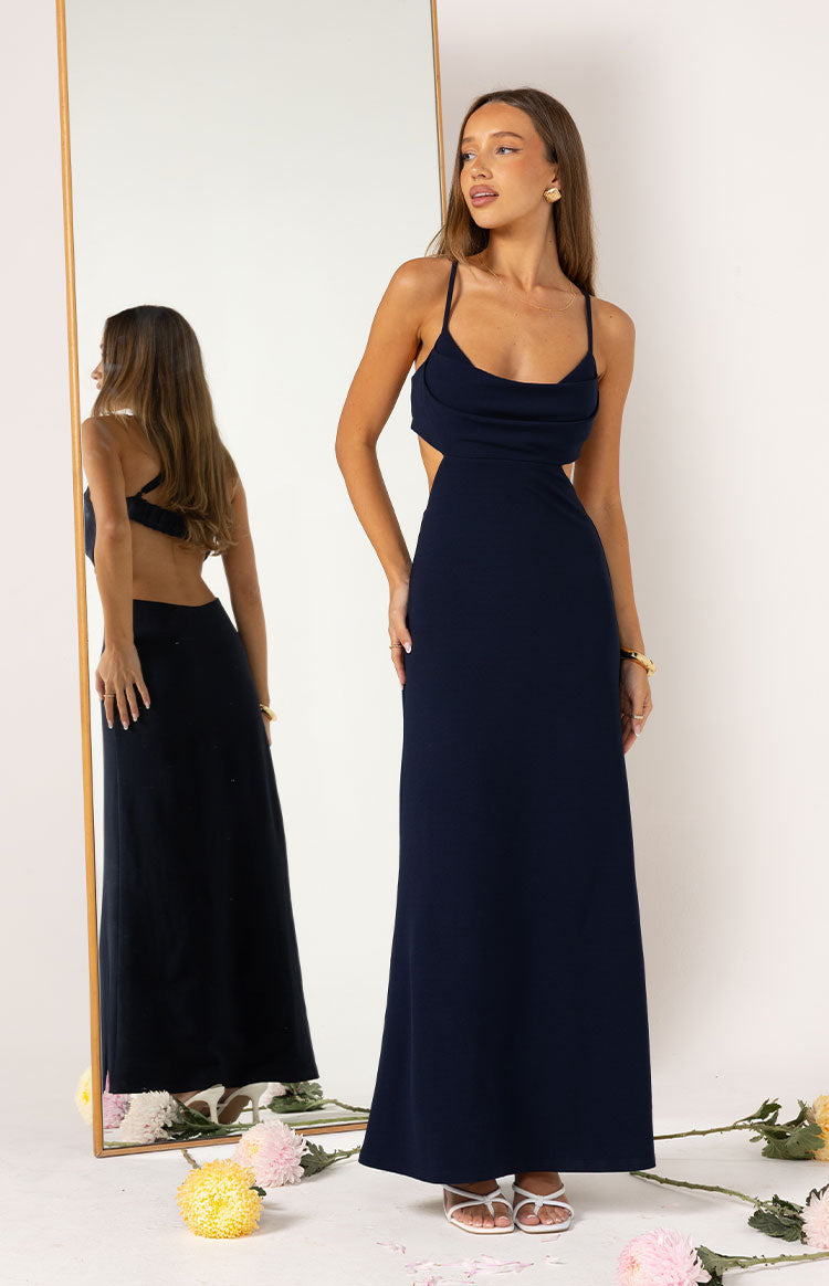 Taleah Navy Crepe Formal Maxi Dress — 14
