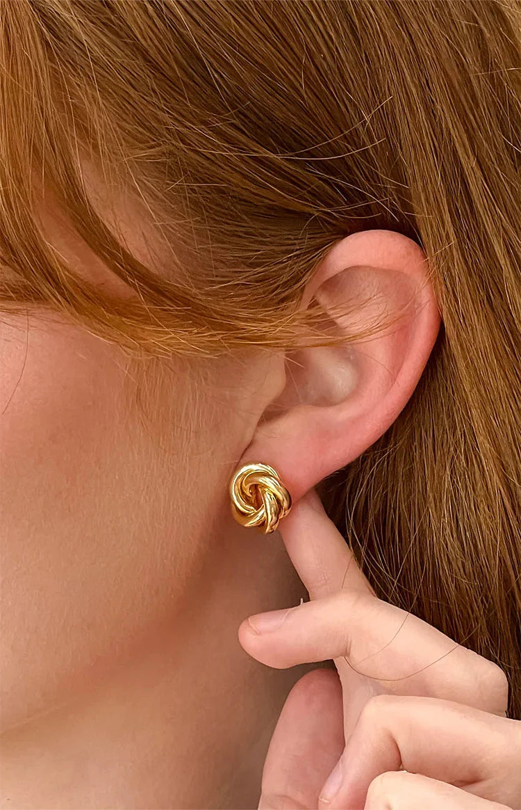 Gold Knot Stud Earrings — 4