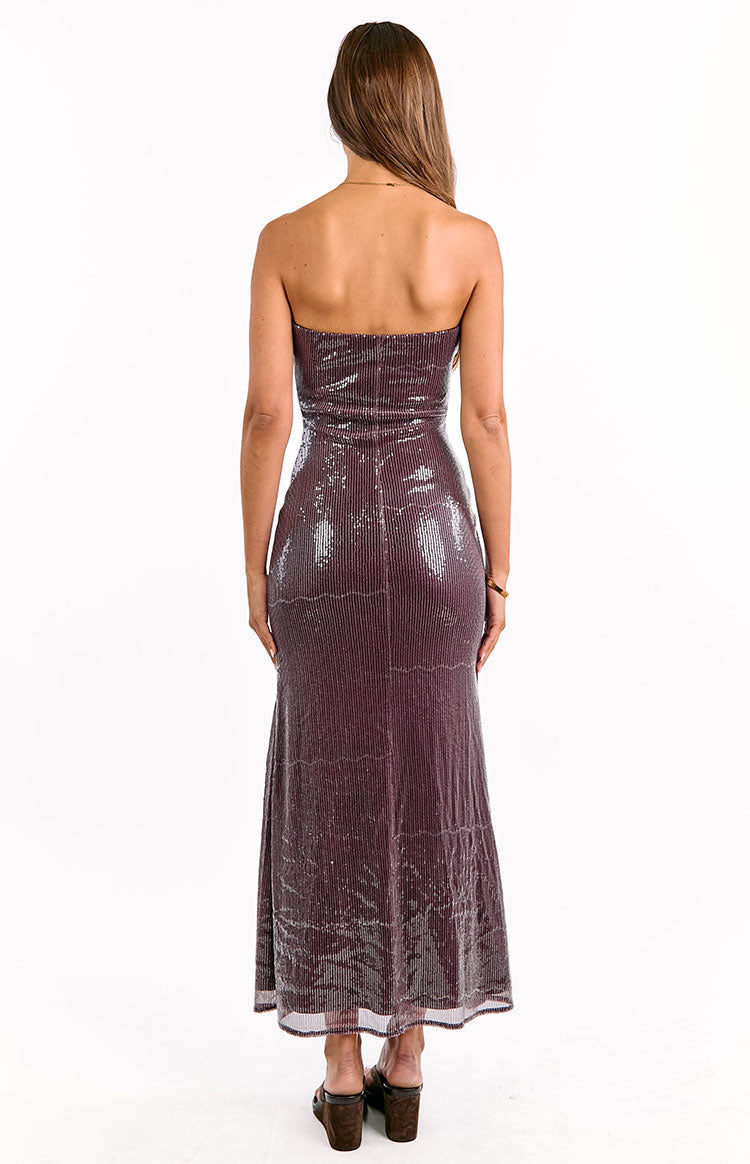 Arizona Hibiscus Wine Sequin Maxi Dress — 4
