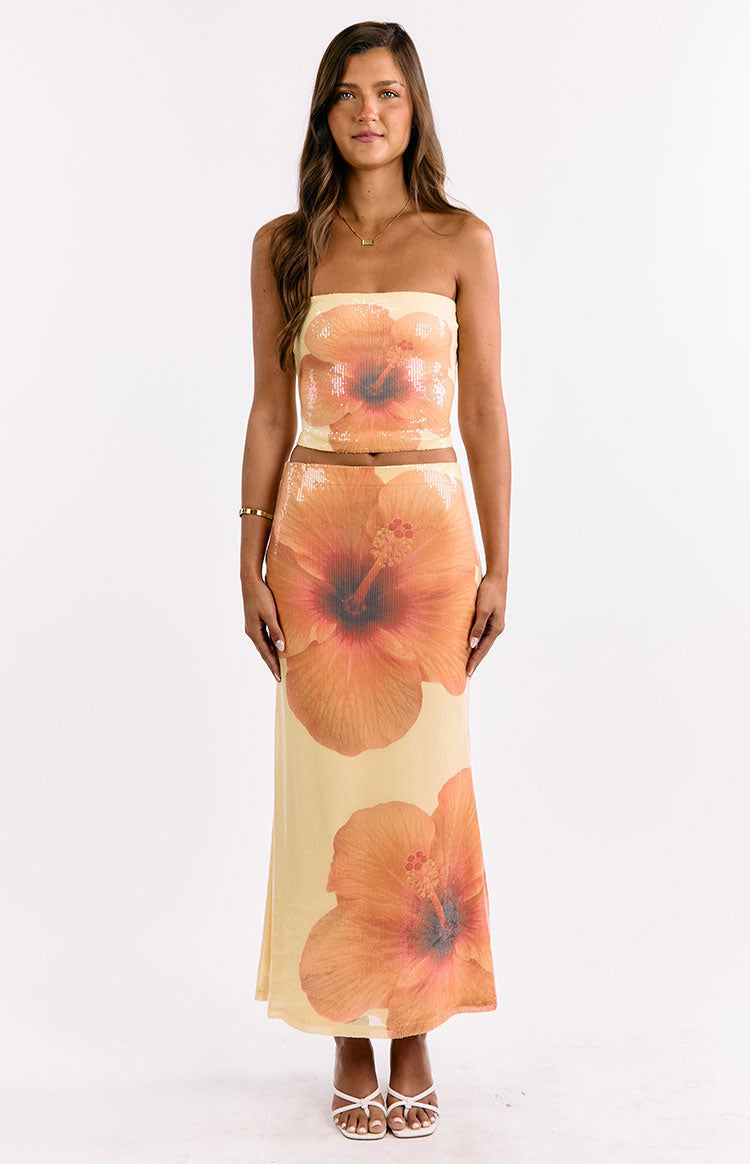 Denzel Yellow Floral Sequin Top — 2
