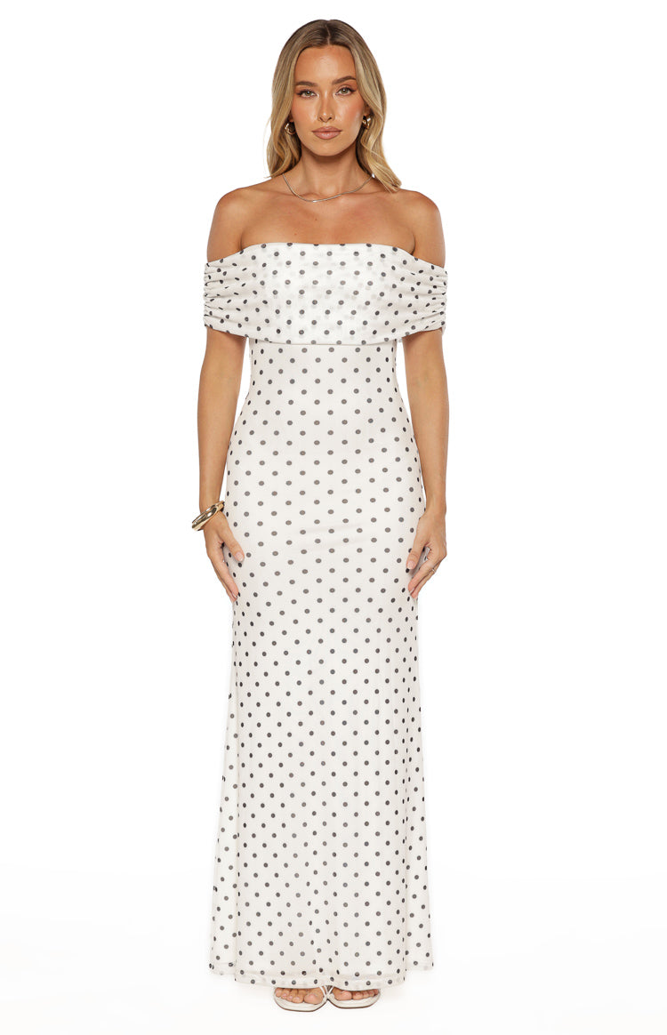 Cole White Polka Mesh Maxi Dress — 9