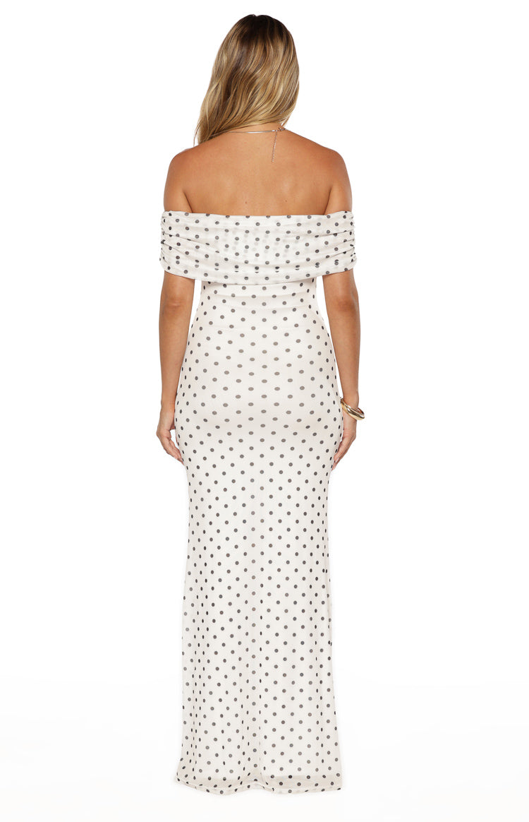 Cole White Polka Mesh Maxi Dress — 10