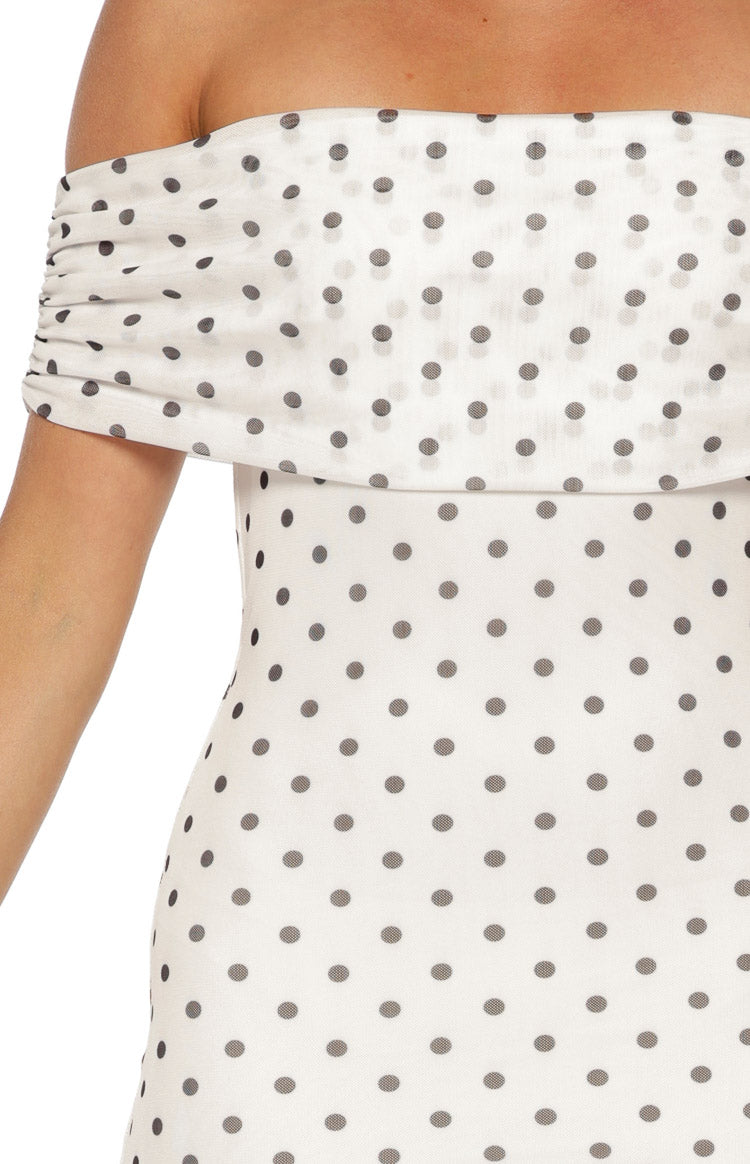 Cole White Polka Mesh Maxi Dress — 12