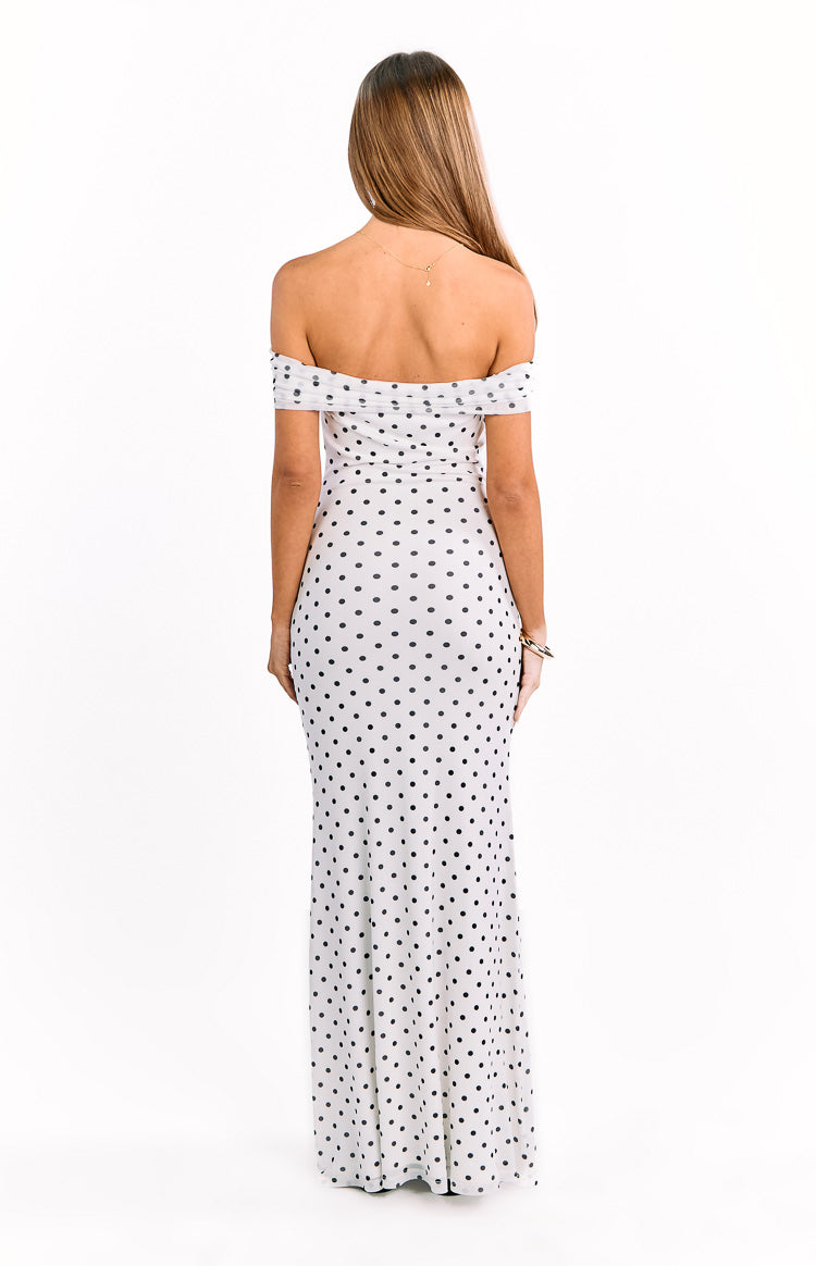 Cole White Polka Mesh Maxi Dress — 18