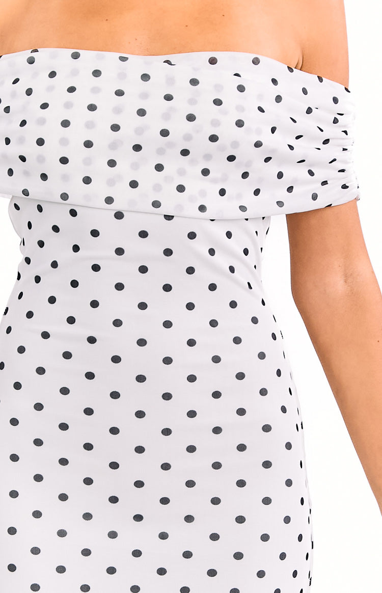 Cole White Polka Mesh Maxi Dress — 19