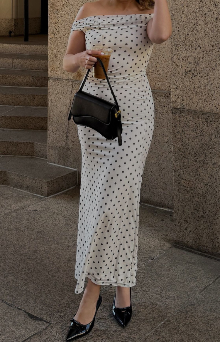 Cole White Polka Mesh Maxi Dress — 21