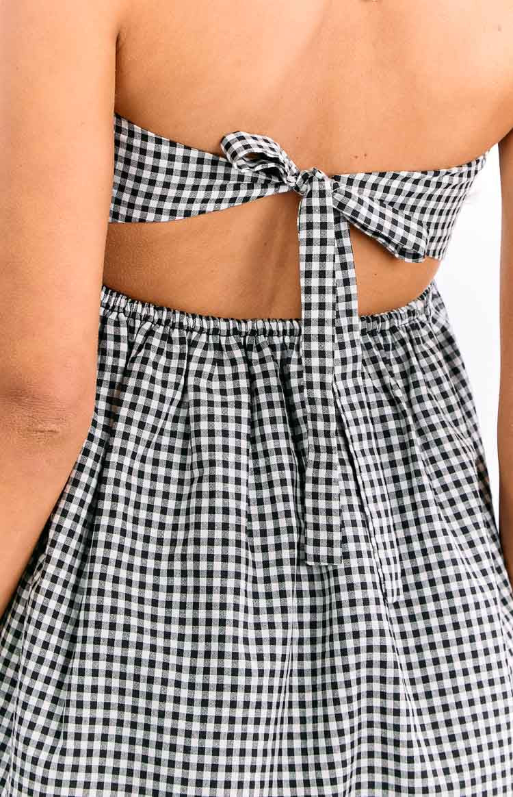 Berrie Black Gingham Strapless Mini Dress — 8