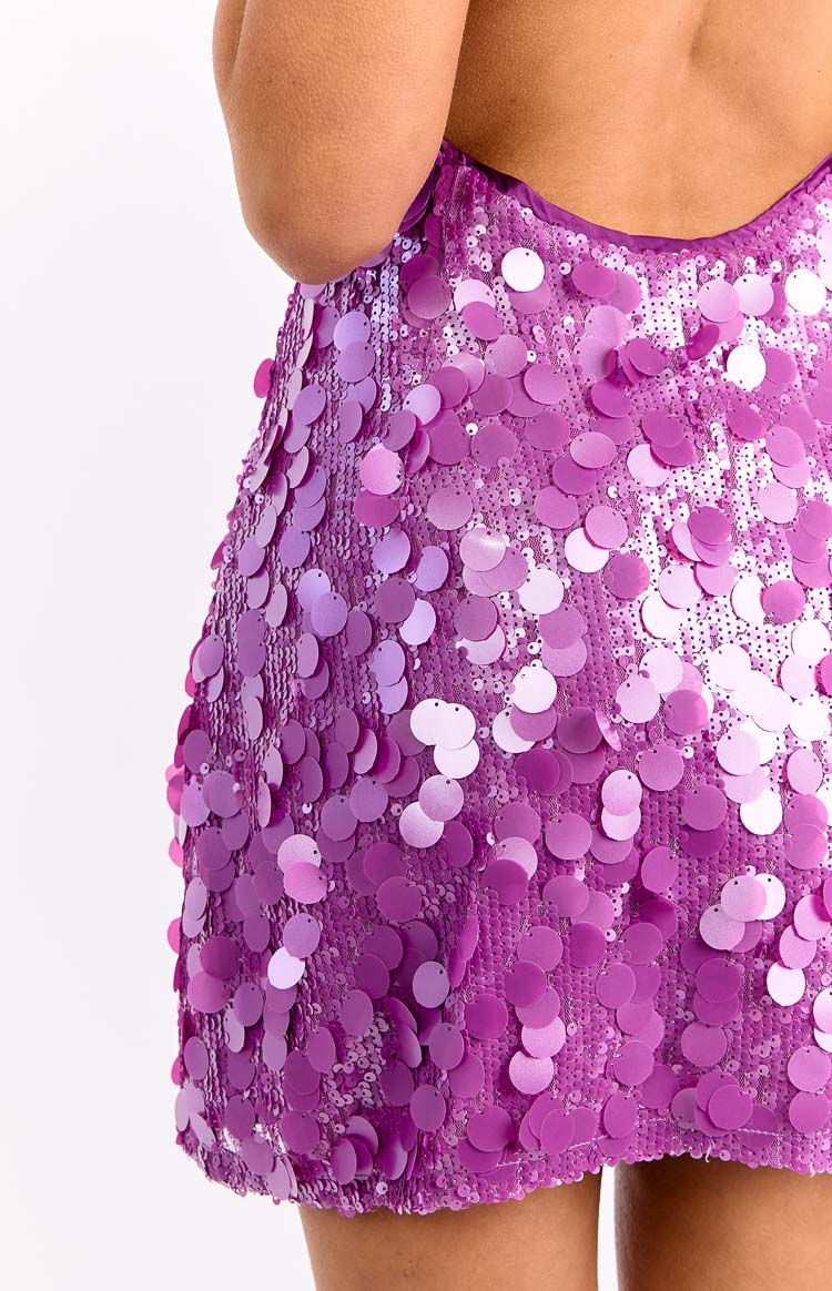 Cyrus Purple Sequin Mini Dress — 6